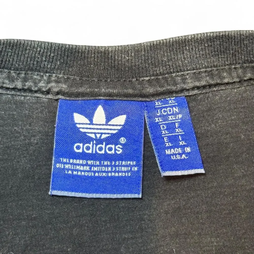 Adidas VTG 2000s Rainbow Logo Black Graphic T-Shirt — XL